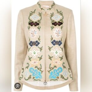 TORY BURCH Damian Silk Jacket In Indian Desert Size 2